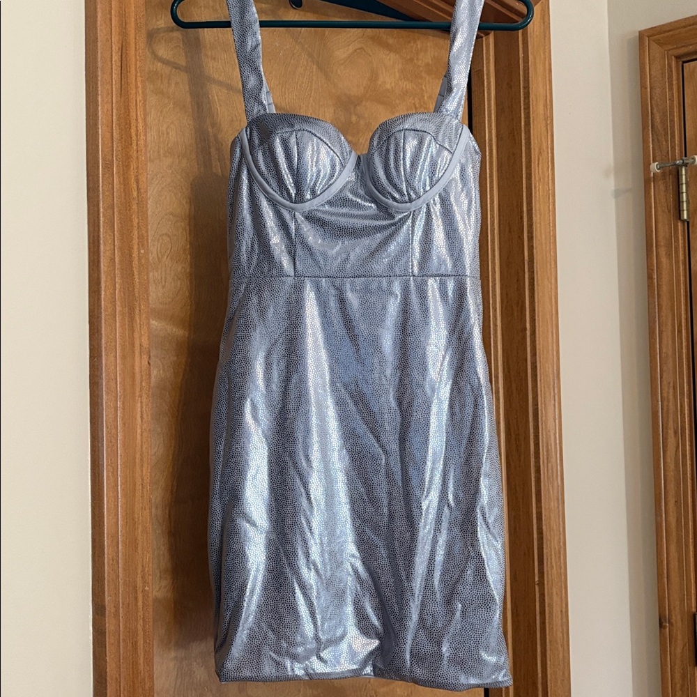 Silver Strapless Party Dress